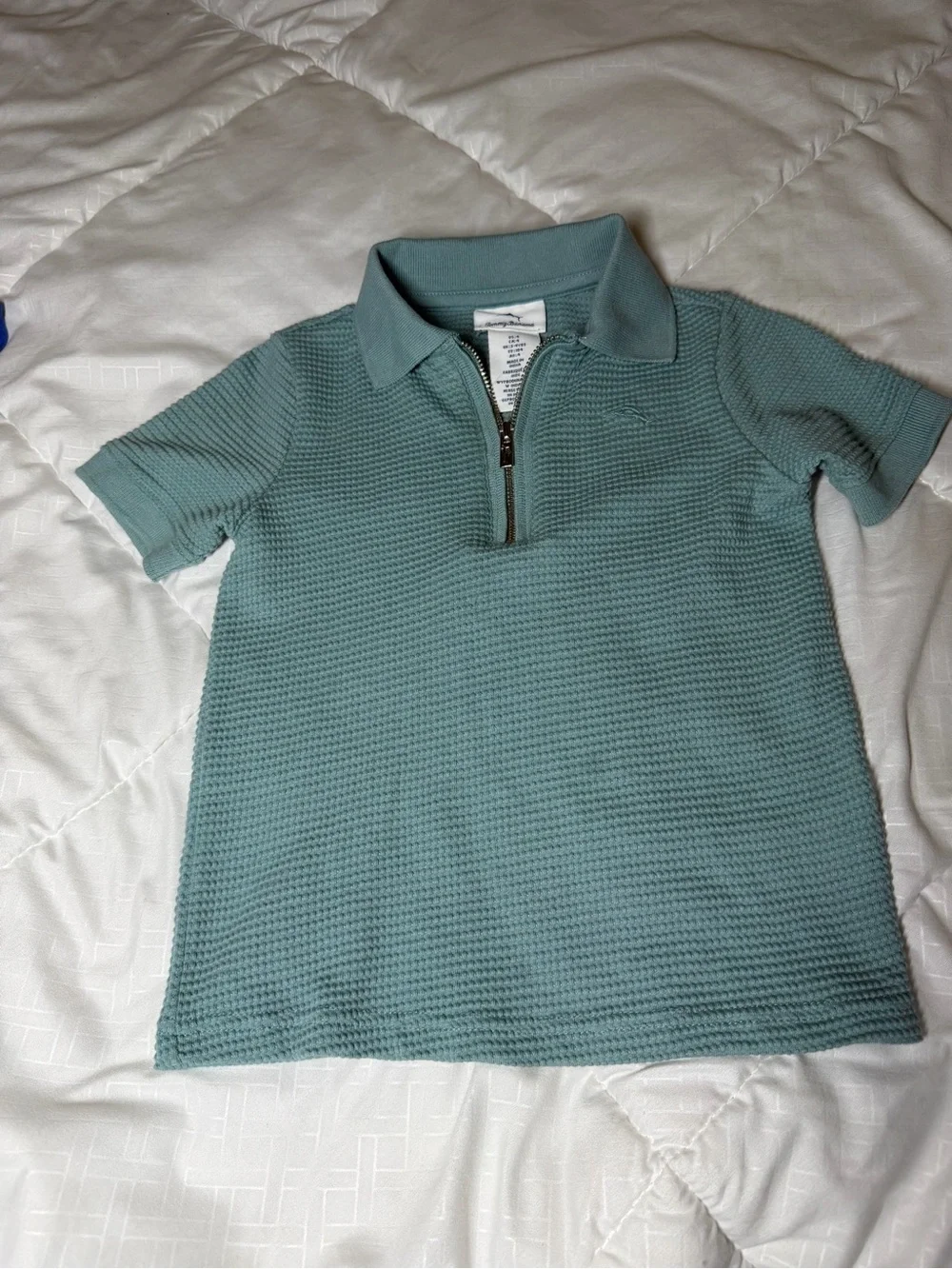 Tommy Bahama Kids' Short Sleeve Zip Polo in teal